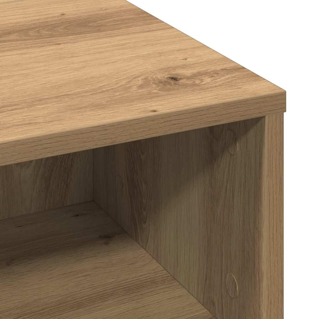 Mesa de centro Artisan roble 60 x 60 x 30 cm robusta mesa de madera con estante diseño moderno para salón sofá auxiliar pequeño compacto