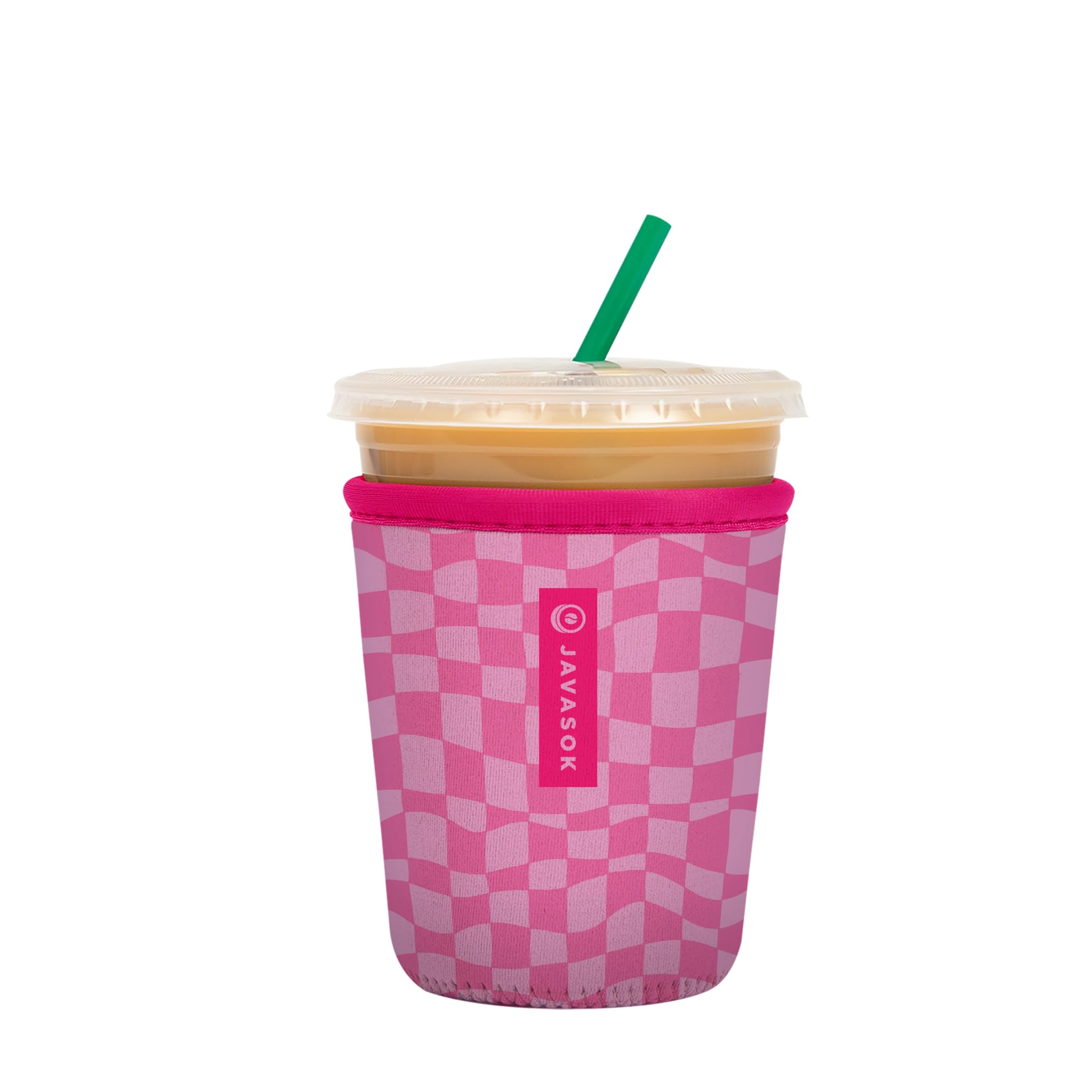Sok It JavaSok Iced Coffee &amp; Cold Soda Insulated Neoprene Cup Sleeve (Pink Grand Prix, Small: 16-20oz)