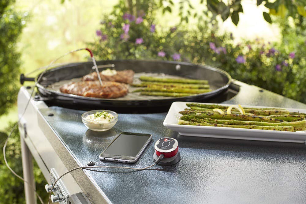 Weber iGrill Mini Smartes Grillthermometer mit Bluetooth | Kompatibel mit allen Grills über die Weber iGrill App, LED-Display, 150 h Batterielaufzeit, Anschluss für einen Fühler