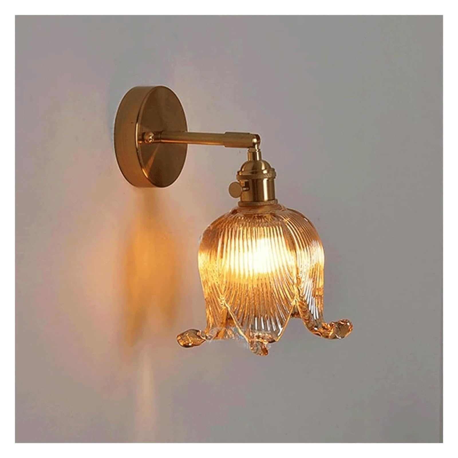 WxuuLTGJR Flower Wall Sconce Retro Wall Lights Glass Lampshade Decor Indoor Light With Tulips Shade Wall Decor Mount Lamp(Amber)