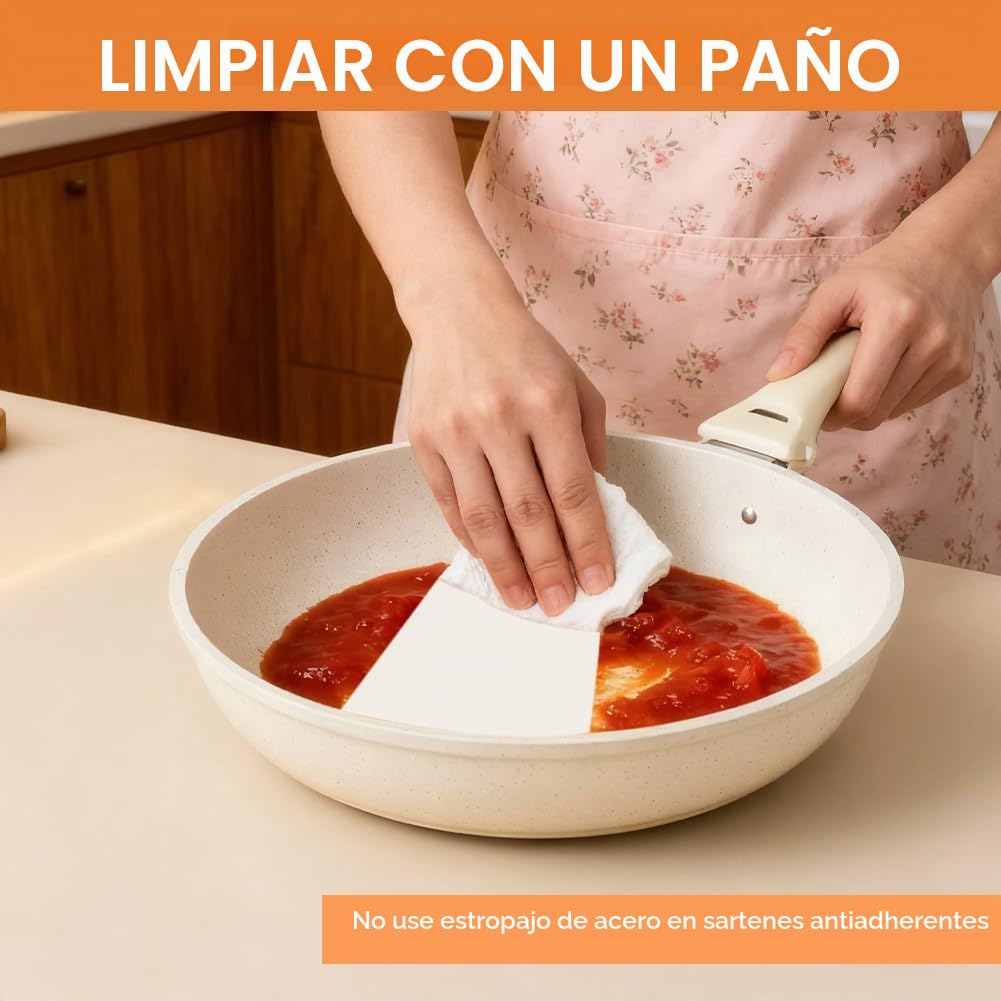 Juego de ollas de cerámica de 16/18/20 cm con mango extraíble y tapa 3 en 1, olla antiadherente de inducción para todo tipo de cocinas, apta para horno, apta para lavavajillas, juego de ollas que