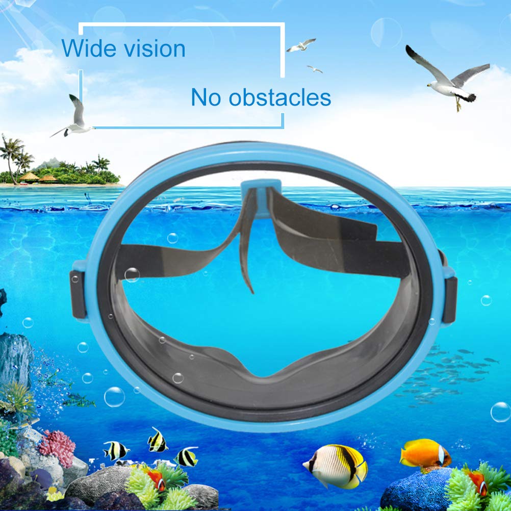Fauitay Round mask Single Lens Diving Mask Goggles Underwater Snorkeling Mask Swimming Snorkel Diving Equipment (Blue)