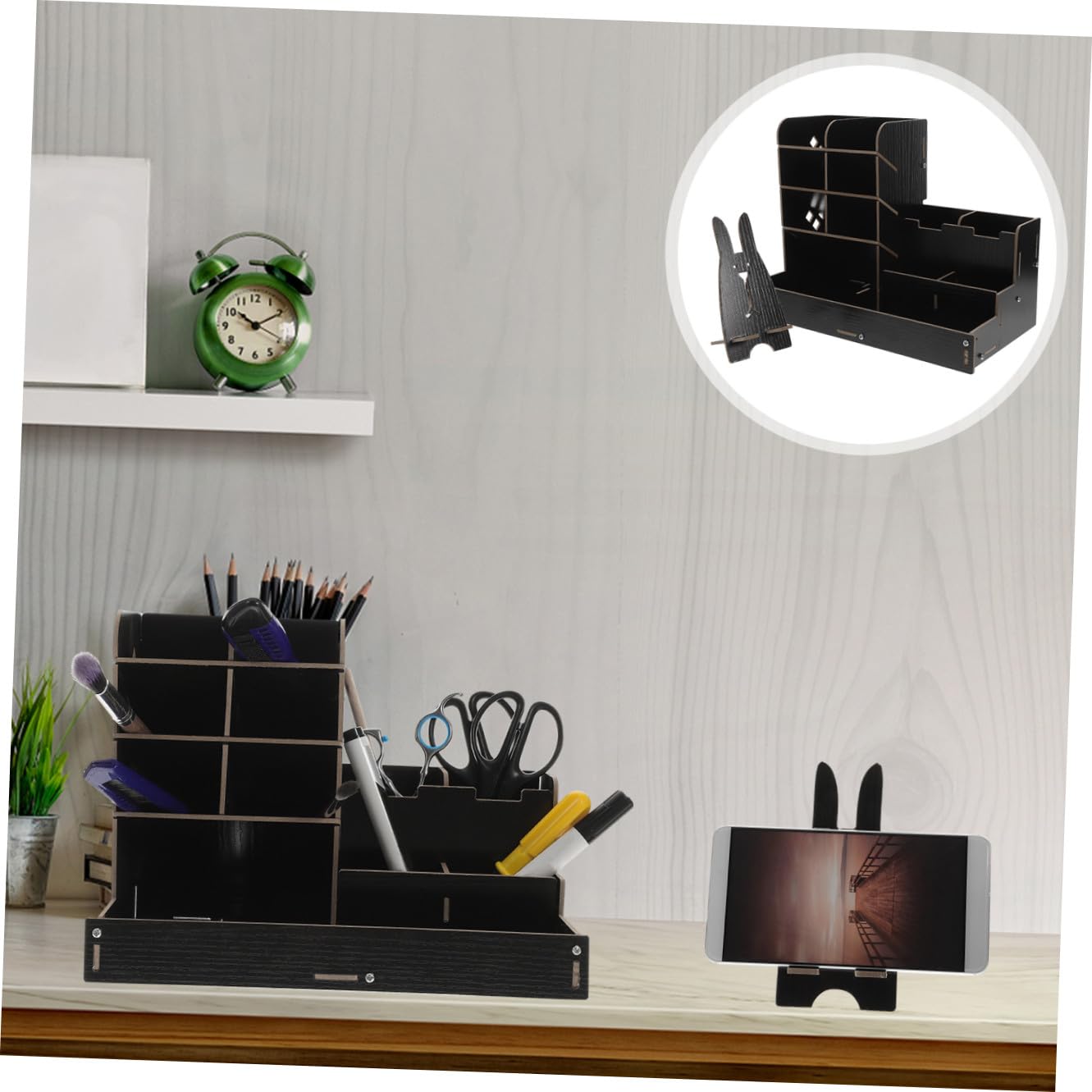MAGICLULU Stiftebox für Schreibtisch mit Vielen Fächern Schwarz