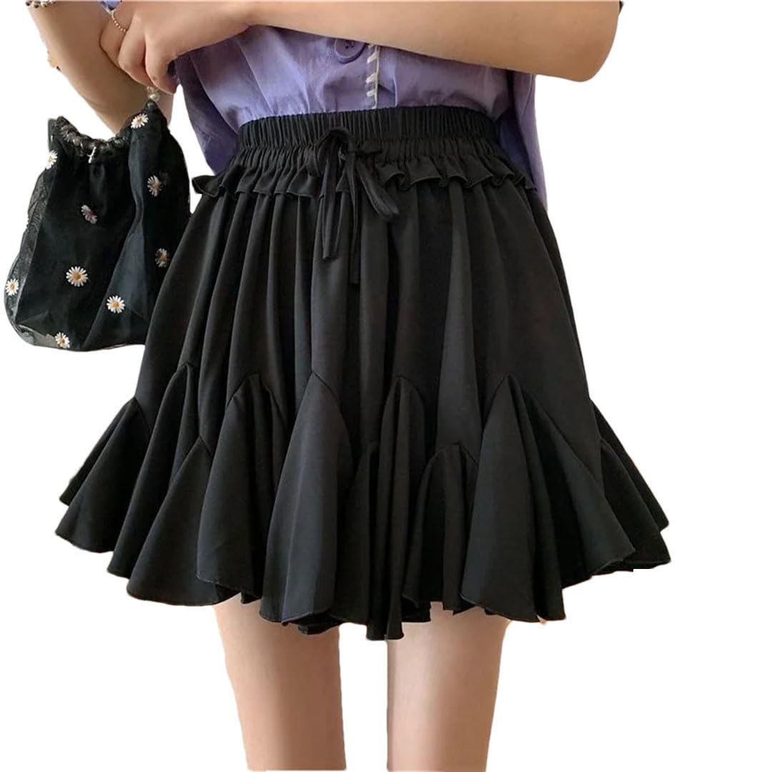 Minigonne estive da donna, stile casual, a vita alta, con volant, fiocco, Harajuku, micro gonna da tennis