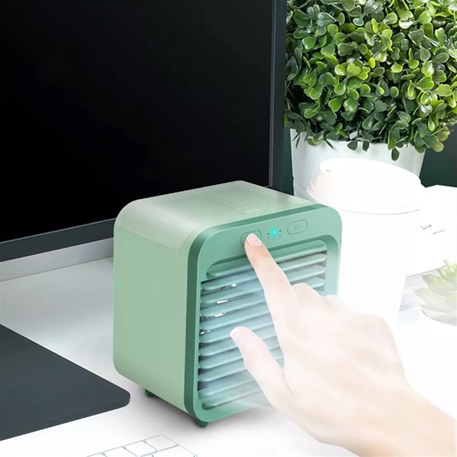 Condizionatore d'Aria Portatile, Raffrescatore d'Aria Portatile, Ventilatore, Condizionatore, Luce, Raffreddamento da scrivania, Umidificatore, Purificatore, Auto, Ufficio