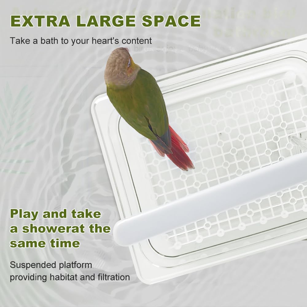 HZDZ LCPAW Bird Bath Tub with USB Pump, Automatic Bird Shower with Adjustable Water Flow, Transparent Acrylic Basin & Mesh Perch for Parakeets, Cockatiels, Conures, Budgies, African Greys, Amazons - image 6