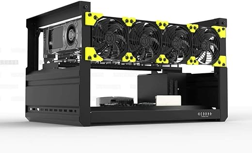 RXFSP Aluminium Mining Rig Frame,Open Air Mining Frame Rig Case 6GPU ETH BTC Ethereum Veddha Minercase T2 Edition,Black