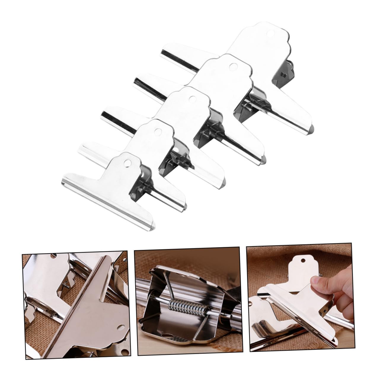 Gadpiparty 2 Set Clip Metallo Multifunzionali Per Documenti Resistente E Pratica Per Ufficio E Scuola Per E Gestire Note Fatture E Foto 5 Pezzi*2