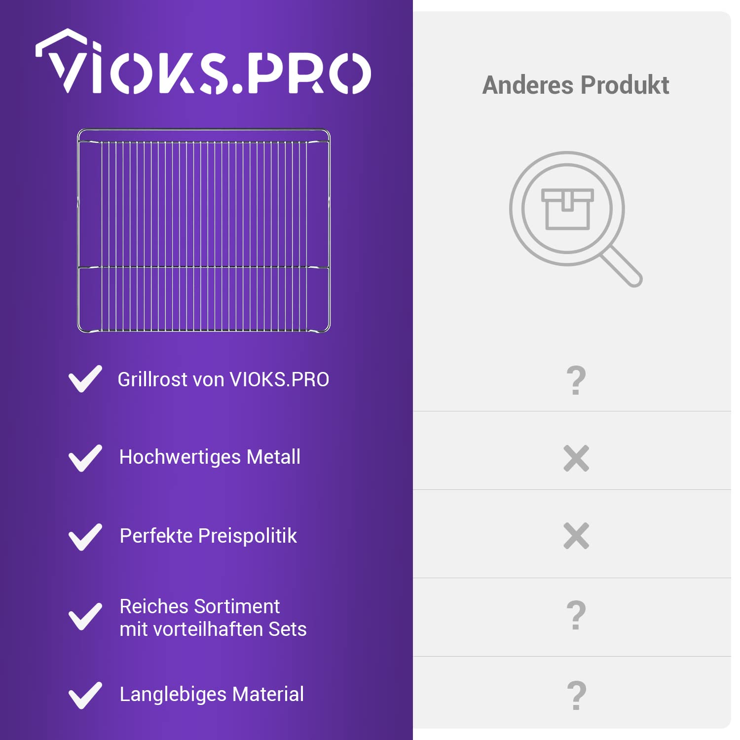 Viоks.pro Gitterrost für Backofen 465x375mm Ersatz für Bosch 00574876 HEZ334000 - Backofen Rost/Grillrost Edelstahl - Bosch Backofen Zubehör