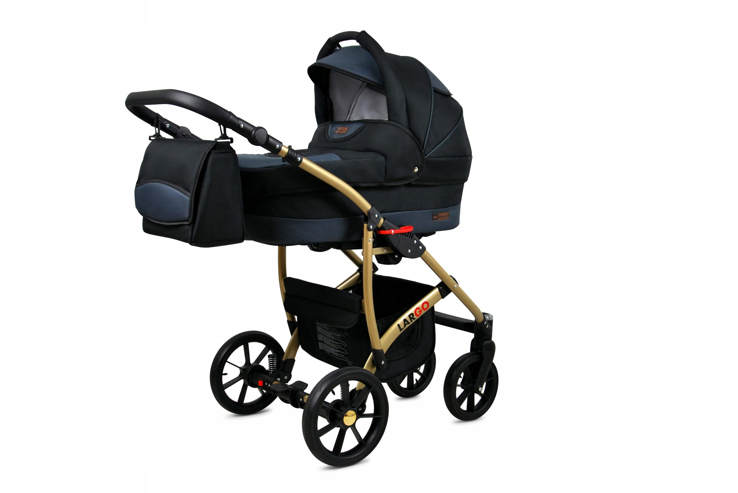 BabyLux Zestaw wózków dziecięcych 4 w 1 – Largo – w zestawie wanienka dla niemowląt, fotelik sportowy, fotelik samochodowy, stacja bazowa ISOFIX – fotelik samochodowy – zestaw wózków dziecięcych