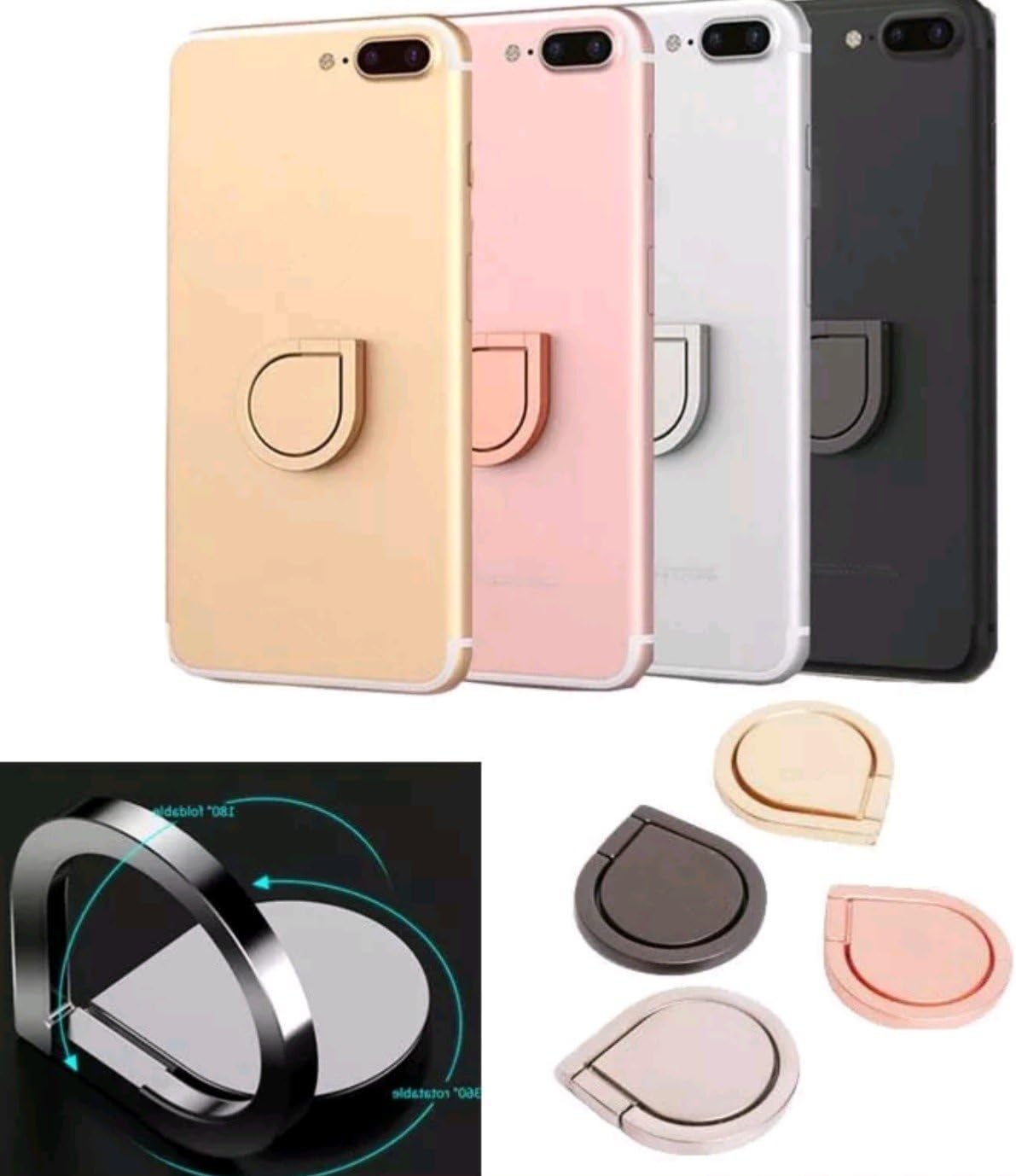Cell Phone Holder,COCOFU 2pcs 360°Rotation and 180°Flip Universal Finger Ring Stand/Grip/Kickstand/Mount,[Washable][Removable] Zinc Alloy Finger Loop for iPhone,Smartphones and iPads -Space Grey