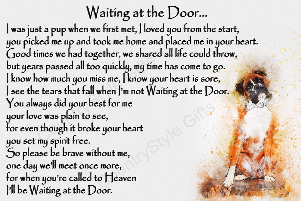 Boxer Dog Pet Bereavement Memorial Flexible Fridge Magnet - Waiting at The Door
