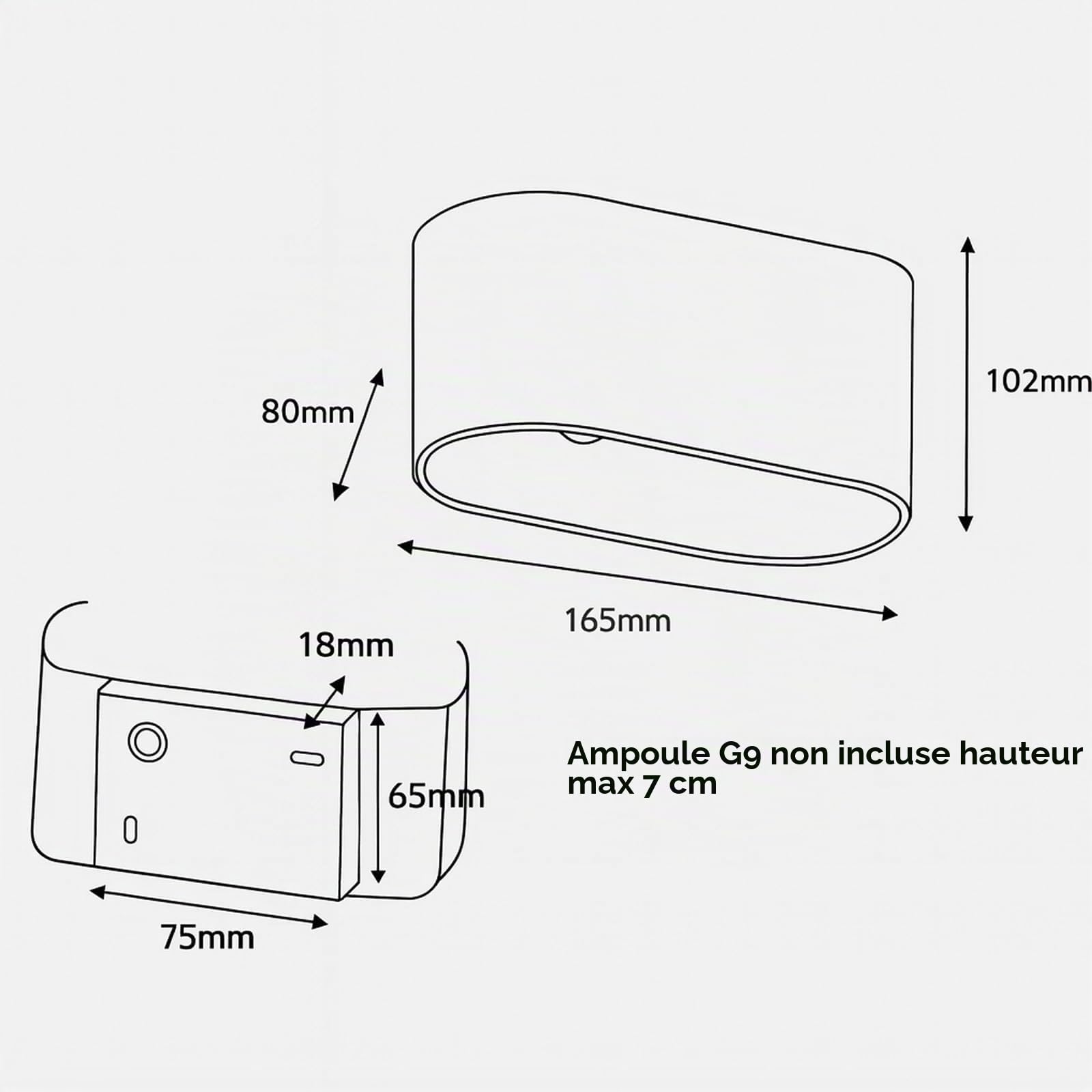Alpinaluz Applique Murale Up & Down avec Douille G9, Design Courbé en Métal, Éclairage Décoratif Intérieur pour Couloir, Salon et Chambre, IP20 (Effet bois)