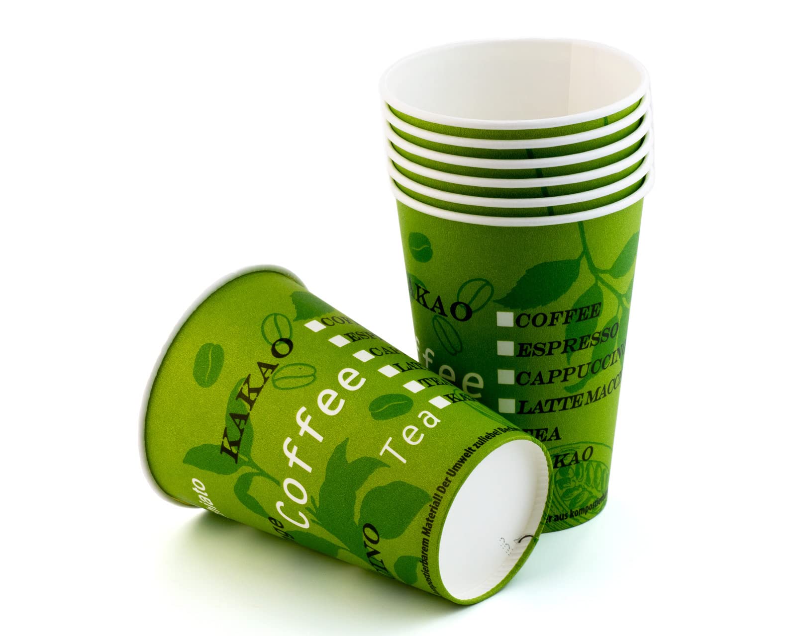 Octopus 1000 Kaffeebecher aus Pappe, 180 ml, grüne Bio-Optik, beschichtet | Für Kaffee, Tee, Kakao und kalte Getränke, formstabil, geschmacksneutral und in Deutschland produziert