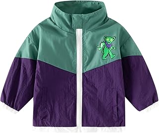 Casaco infantil de verão para meninos e meninas jaqueta leve com protetor solar estampa de desenho animado jaqueta moderna pequena (verde, 3-4 anos)