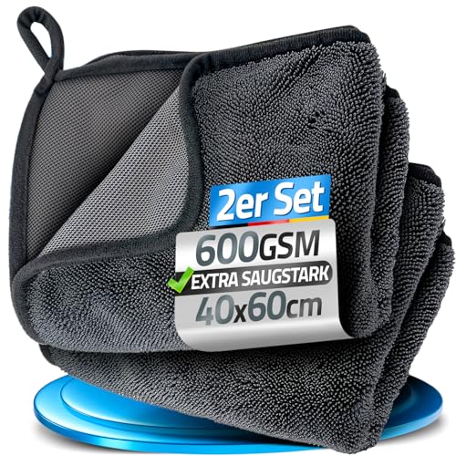 LOCO BIRD Chiffon Microfibre XXL – Microfibre Salle de Bain Grande Taille 40x60 cm 600 GSM – Chiffon Absorbant Anti Calcaire Double Face – Lot 2 Pièces