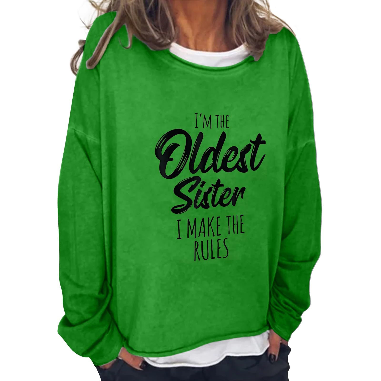 Womens Knit Pullover Sweaters Crewneck Casual Blouses for Women Crewneck Loose Fit T Shirts Fall Teens Preppy