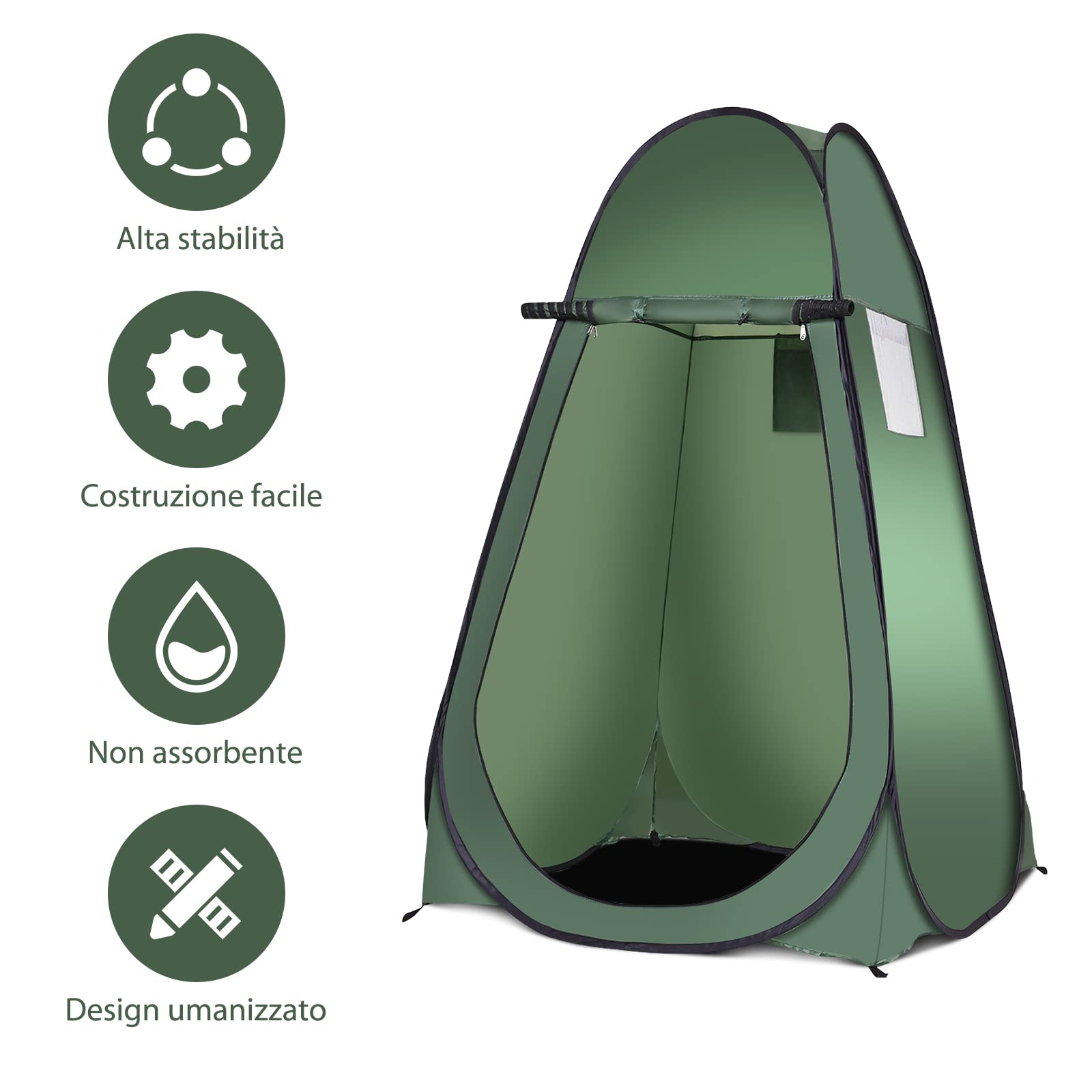 GYMAX Tenda Spogliatoio Istantanee, 120x120x190 cm, Portatile e Pieghevole, Protezione della Privacy da Esterno, come Bagno, Cabina, Doccia, Ideale per Campeggio, Vacanze e Pesca