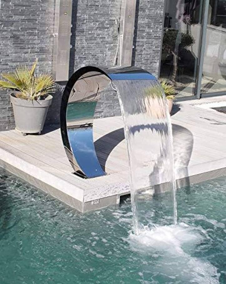 Deepak Display Works 2FT Height 1FT Mouth Stainless Steel Water Fountain | Outdoor Spillway Waterfall Pool Fountain | Garden Waterfall Curved Pool Fountain | Cobra Nozzle Waterfall Fountain-image-0