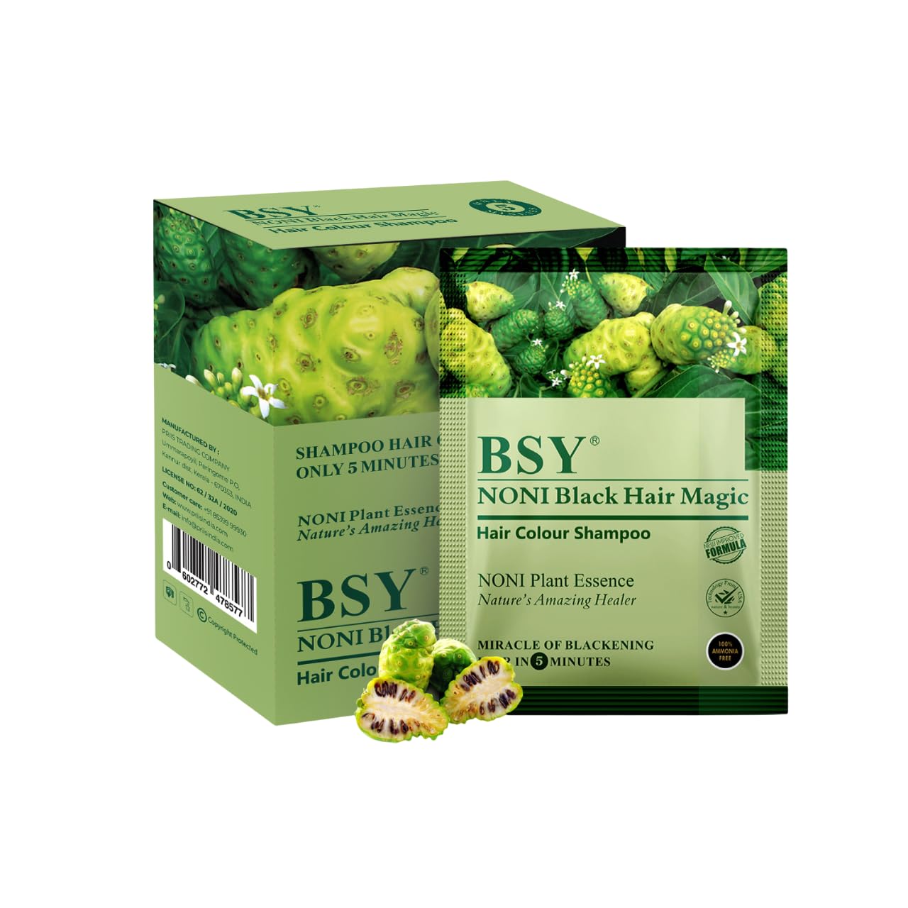 Hair Color Shampoo(12Ml X 5 Sachets)|Ammonia Free Hair Color Shampoo For Men|Natural Black Permanent Hair Dye Shampoo For Women|5 Minutes Hair Colour|Hair Coloring Shampoo