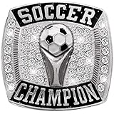 Crown Awards Soccer Rings, Silver Deluxe Soccer Champion Ring, Size 8