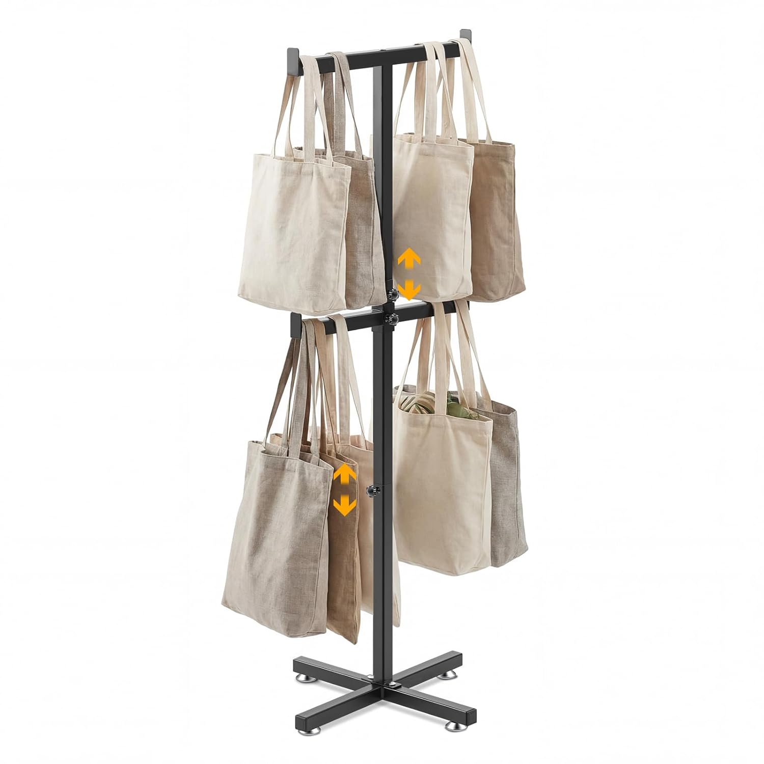 BreezeHug 44.5-46 Inch Adjustable Height Shopping Bag Rack Heavy Duty T-Shaped Grocery Bag Metal Holder for Retail Stores Large Tote Display Malls Vendor Boutique Trade