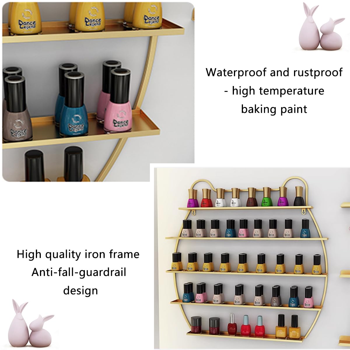 Organizzatore per Smalti per Unghie, Scaffale Combinato per Riporre Oli Essenziali, Espositori per Bottiglie di Trucco Supporto per Smalto per Unghie, per Salone di Bellezza E Casa,Nero