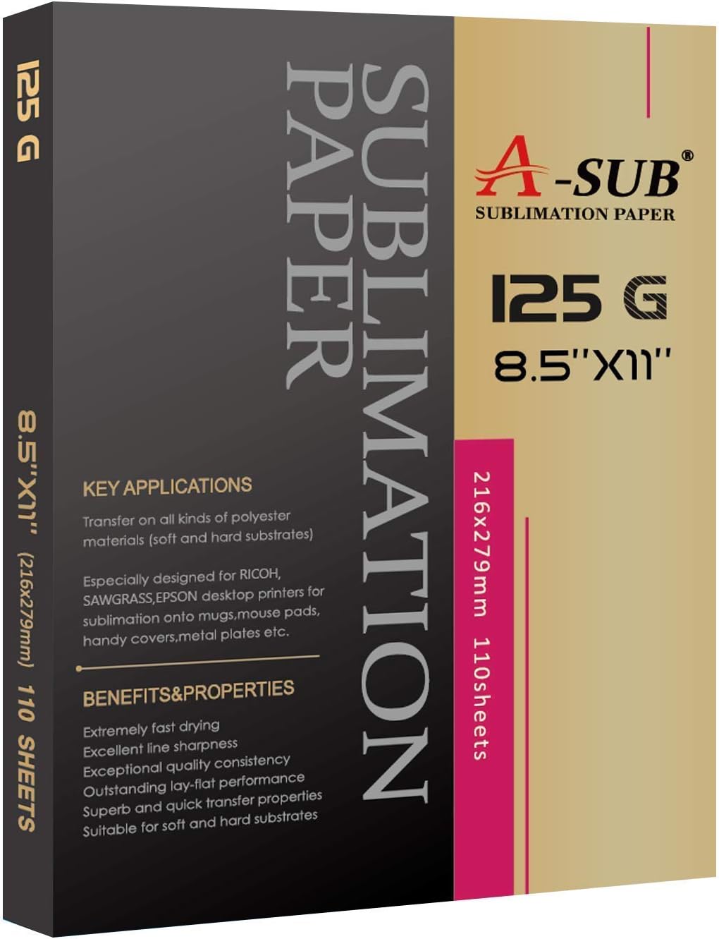 A-SUB Sublimation Paper 8.5x11 Inch 110 Sheets and Sublimation Mouse Pad Blank 11PCS