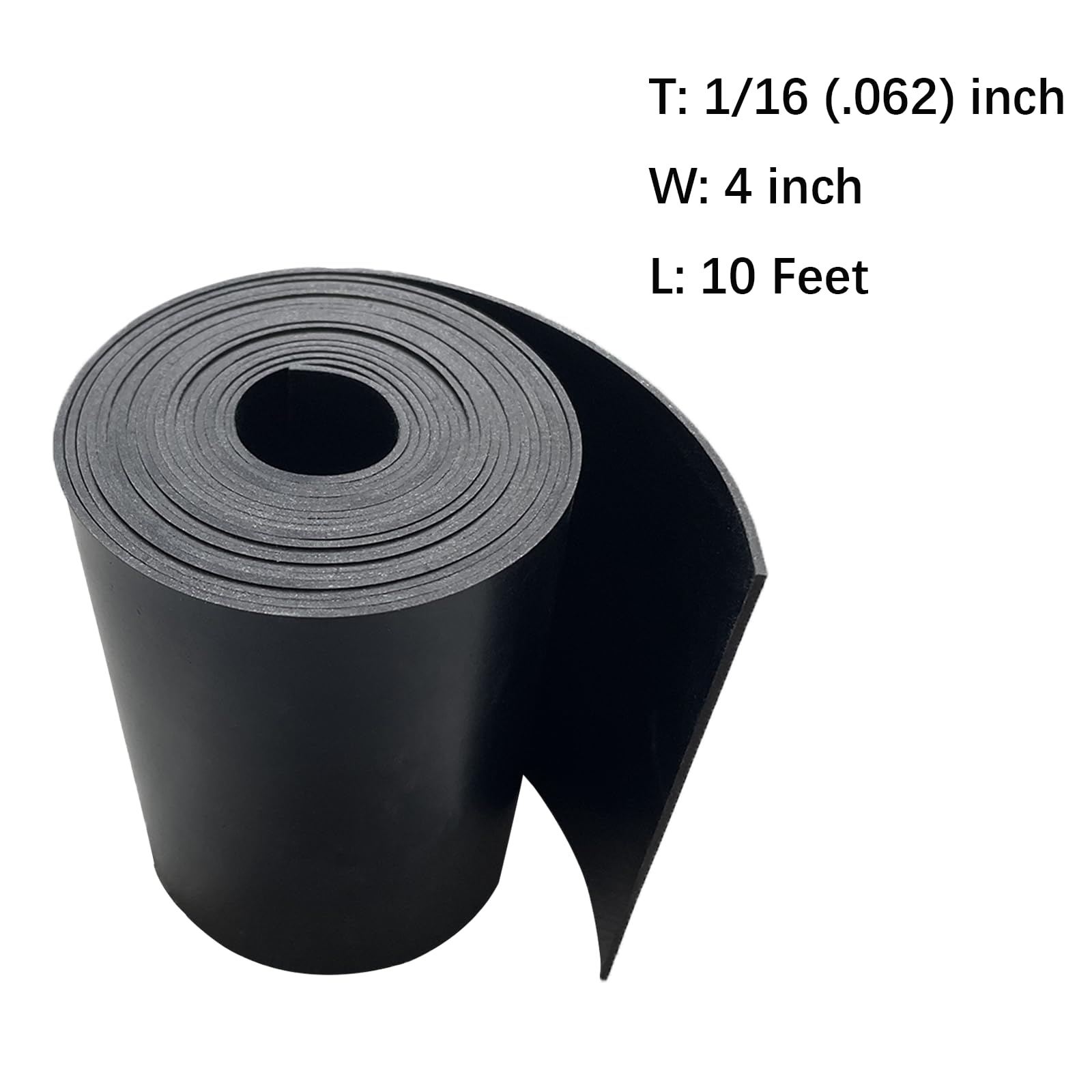 Solid Rubber Strip Roll 1/16 (.062)" Thick X 4" Wide X 10'Long 1