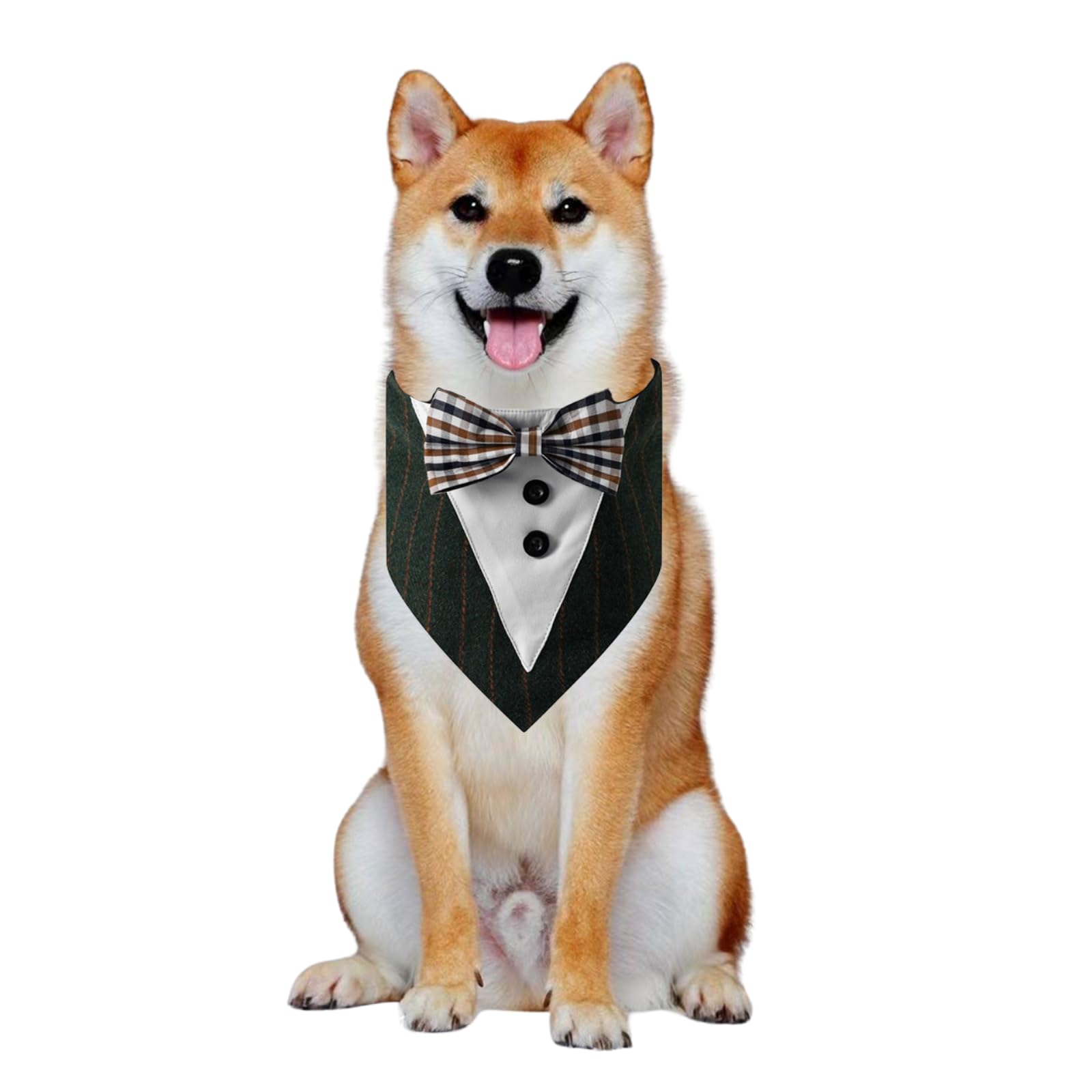 Tuxedo Collar Bandana, Wedding Outfit, Bow Tie for Dogs and Cats - Small, Medium, Large - Pet Outfit for Party, Birthday, Festival,(M Green)