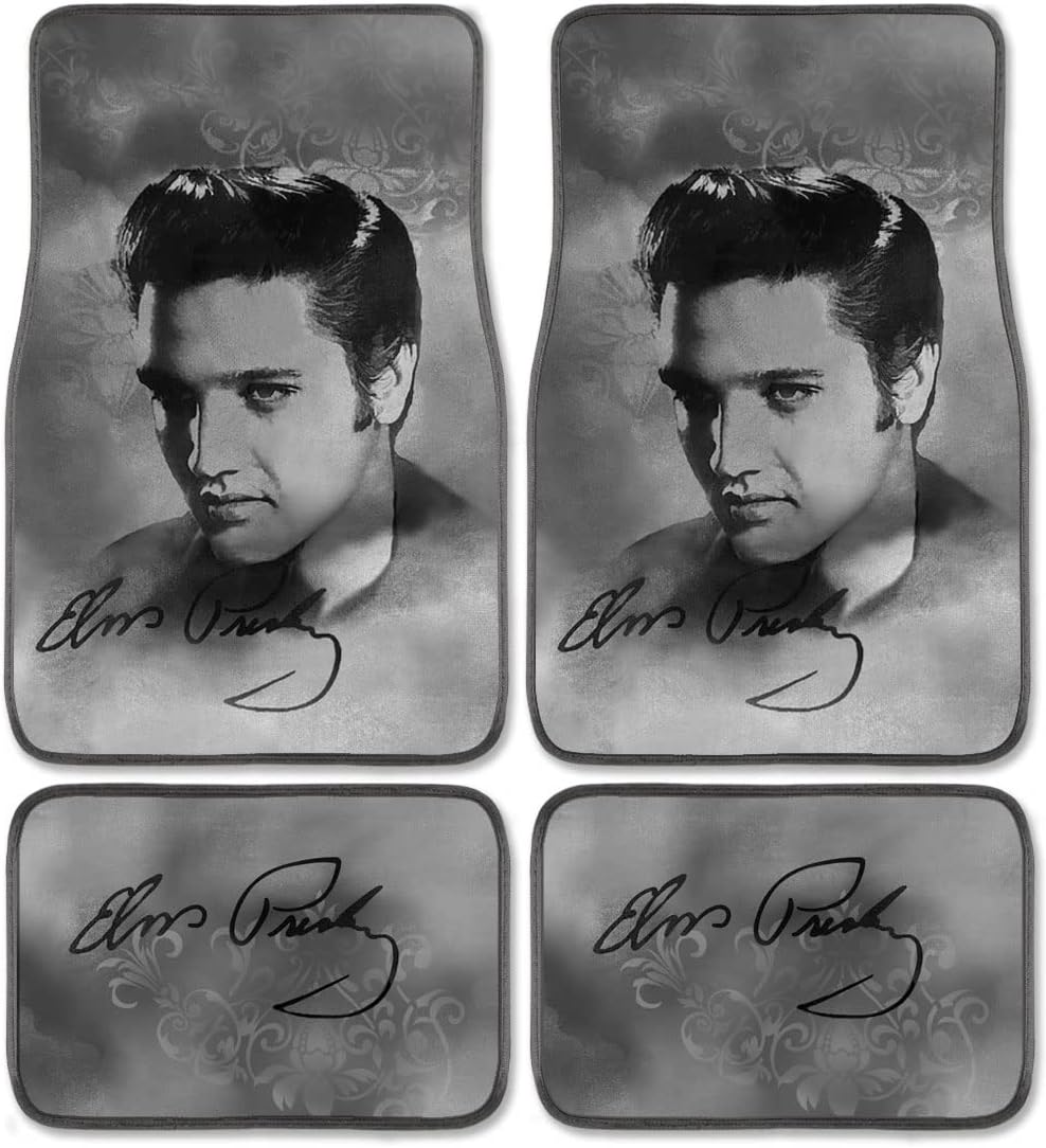 Elvis Presley Carpet Car SUV Truck Floor Mats 4 Pieces Custom Print Design - Gray