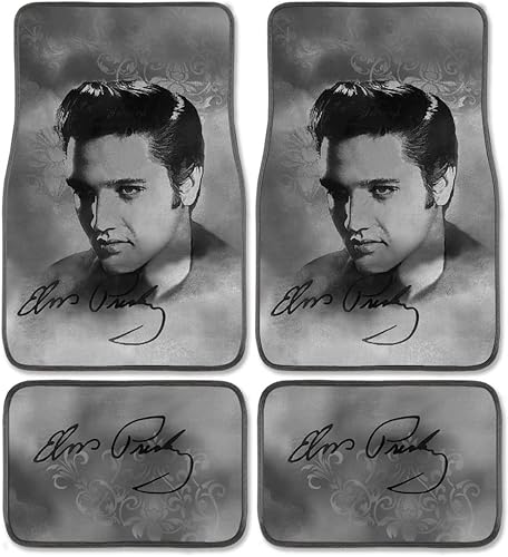 Elvis Presley - Alfombrillas para automóvil, SUV, camión, 4 piezas, diseño de impresión personalizada, color gris