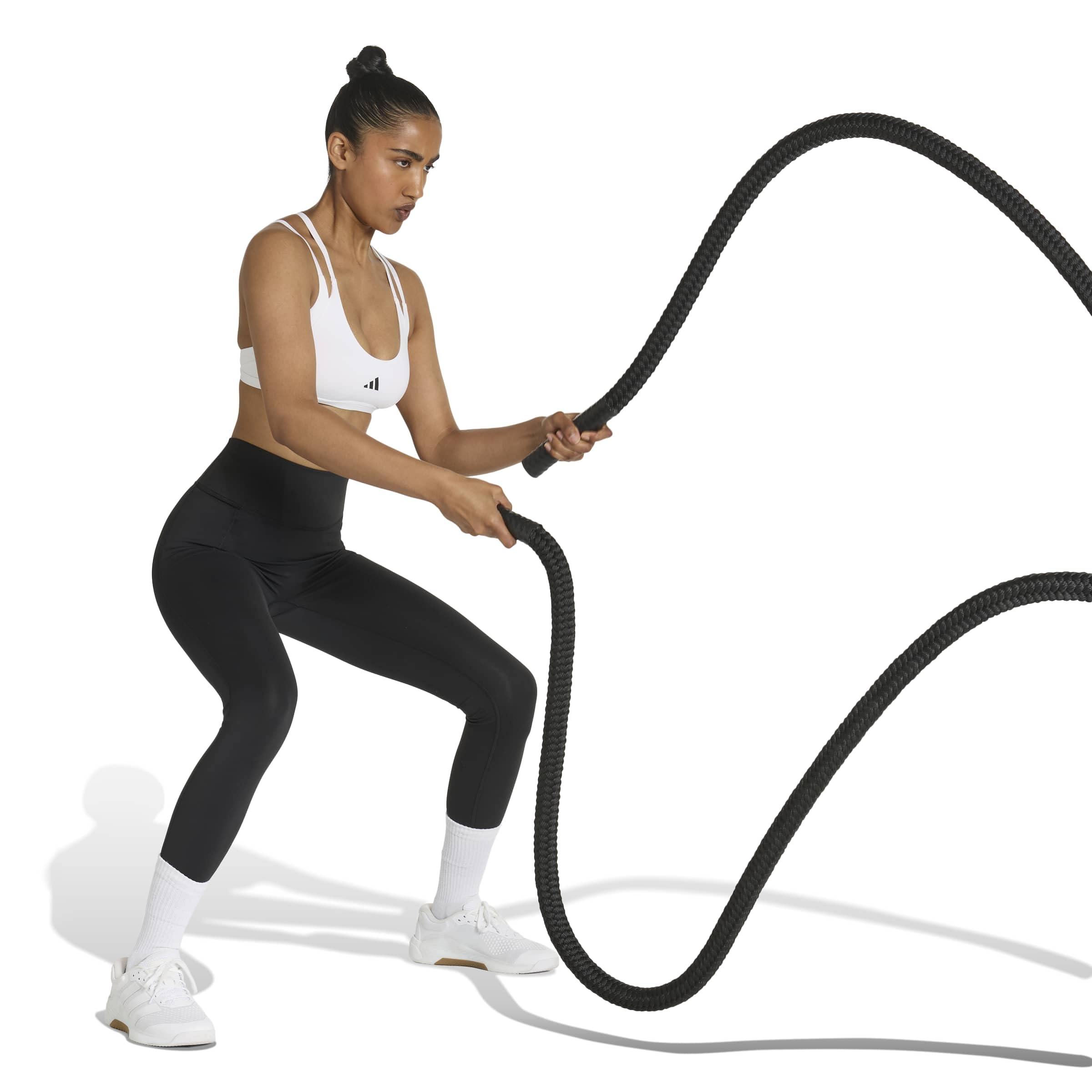 adidas dames Optime Workout Strappy Light Support Bra, white, L