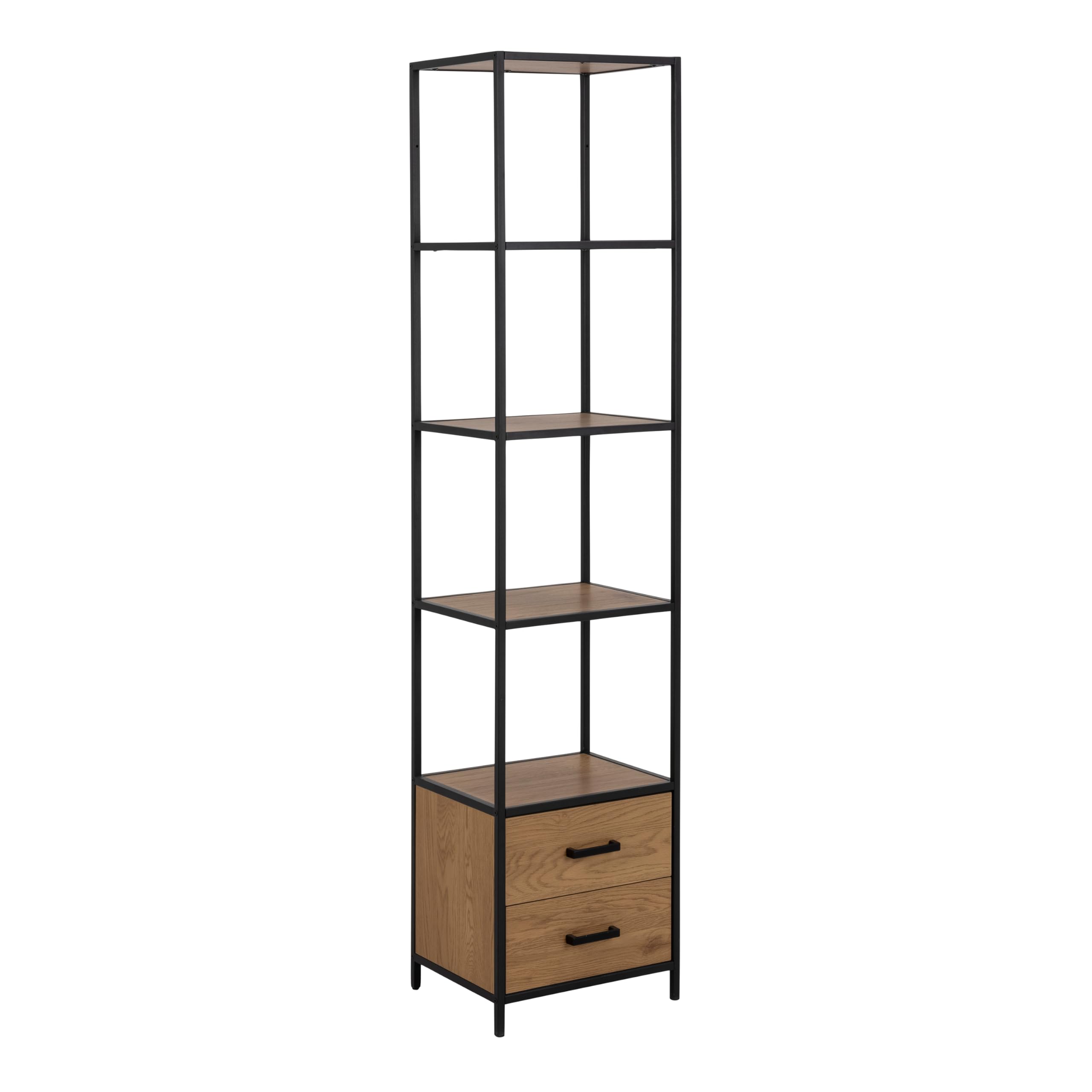 Furniture To Go | Seaford Bookcase with 2 Drawers and 3 Shelves in Black & Oak