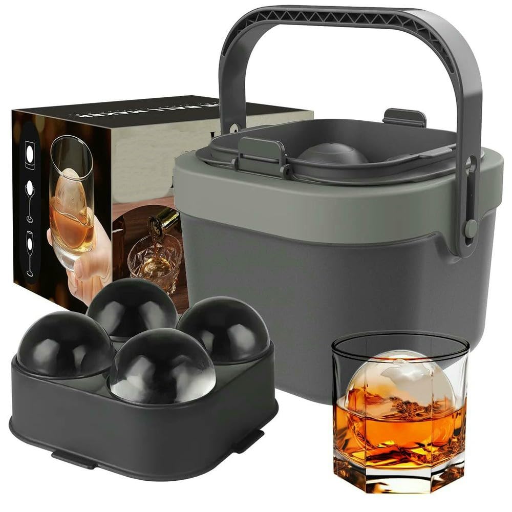 ZBDZSW Crystal Clear Eiswürfelmaschine, 4 große Kugelkugeln, leicht zu zerlegen, professionelle Qualität