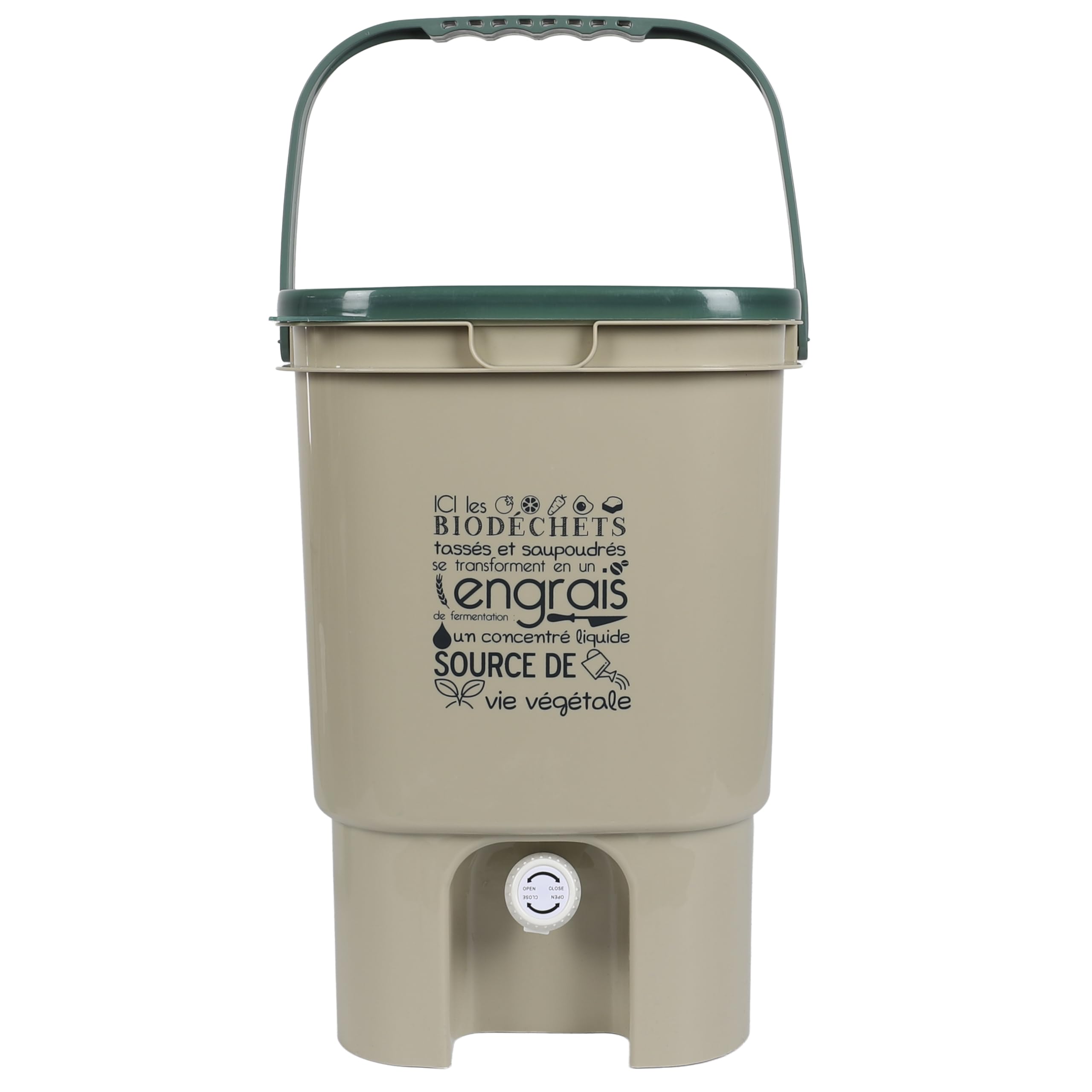 JECHERCHE UNE IDÉE - ME0022 Composteur de Cuisine avec Robinet et Spray - Collecte Intérieure - Méthode Bokashi - Tamis Inclus - Vaporisateur 400mL - Pratique et Fonctionnel