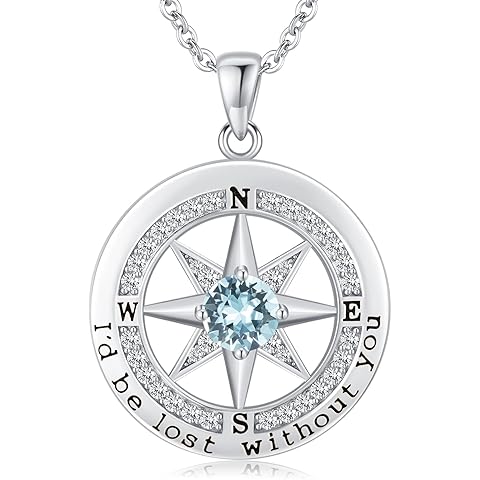 S925 Necklace Gift for Wife |Compass Jewelry |Women Anniversary |Sterling Silver |G...