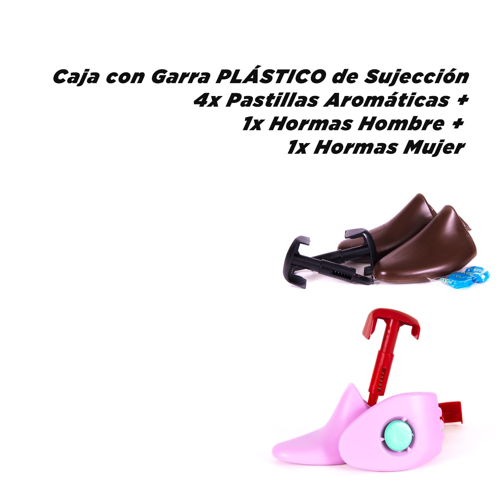 ECO BOX, Limpieza de Zapatillas, Limpia Zapatos, Kit Limpieza Zapatillas, Incluye Garra Metálica de Sujección Interior 360° Hormas Hombre Hormas Mujer Pastillas