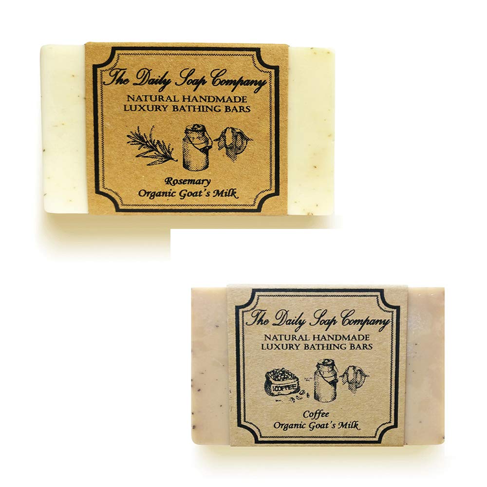 The Daily Soap Company Exfoliating Soap Combo with Goat Milk - Rosemary Soap 100 gms & Coffee Soap 100 gms for Normal to Dry Skin
