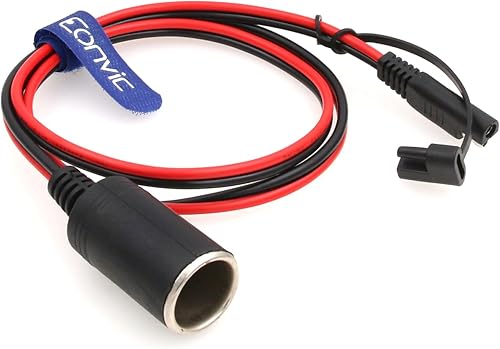 Eonvic Cable de enchufe SAE a encendedor de cigarrillos 16AWG 12V SAE 2 pines macho con tapa antipolvo, conector de desconexión rápida, cable de