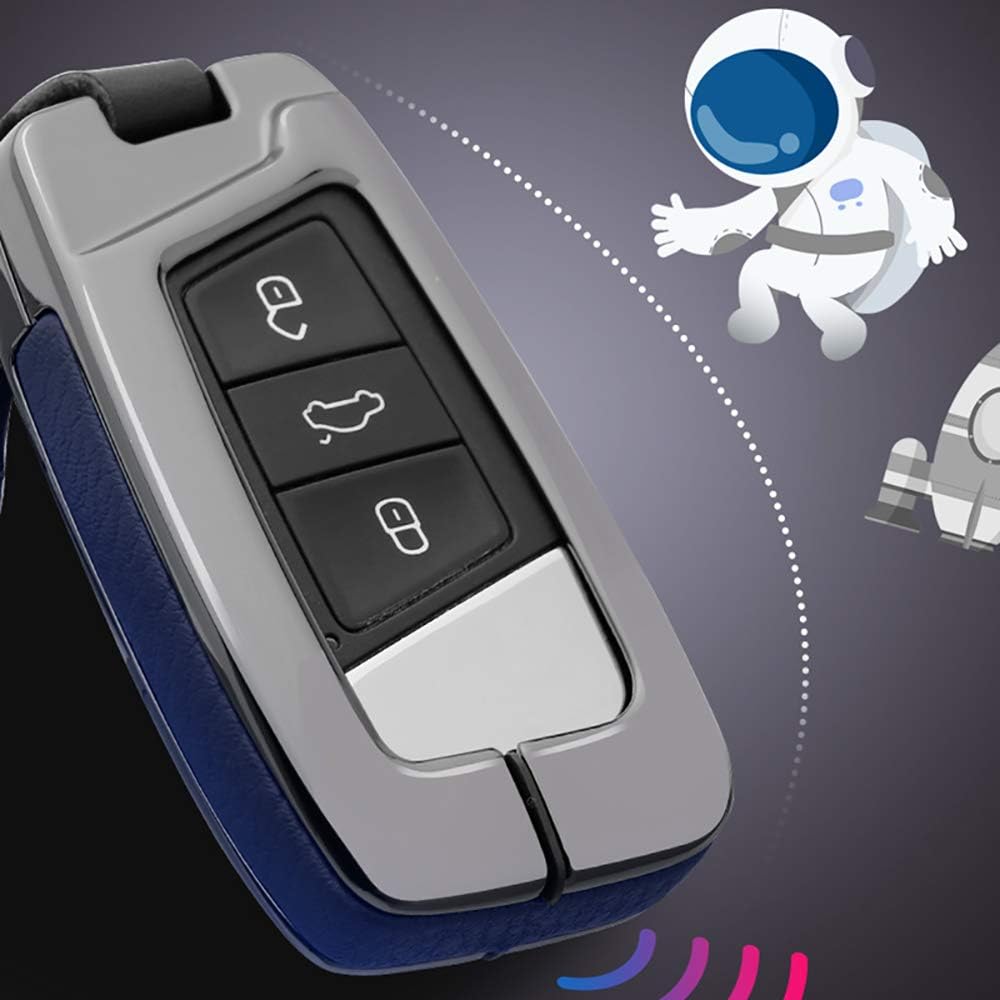 ontto Full Protection Key Fob Cover Fit for VW Key Case Smart Remote Key Shell Fit for Volkswagen Key Holder Blue(1 keycover& 1 Keychain)