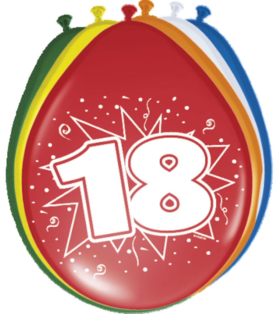 Folat 08218 18th Birthday Balloons 30cm - 8 pieces, Multi Colors, 18 โ image 1