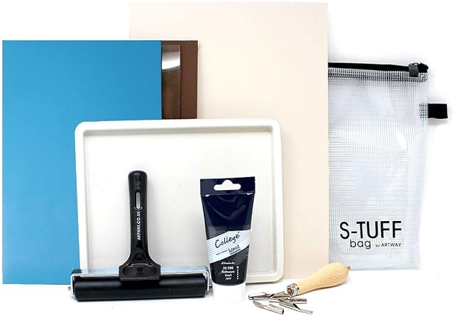 Artway Printmaking Kit - Printing Kit with Printmaking Paper and Lino / Polymer Sheets Included