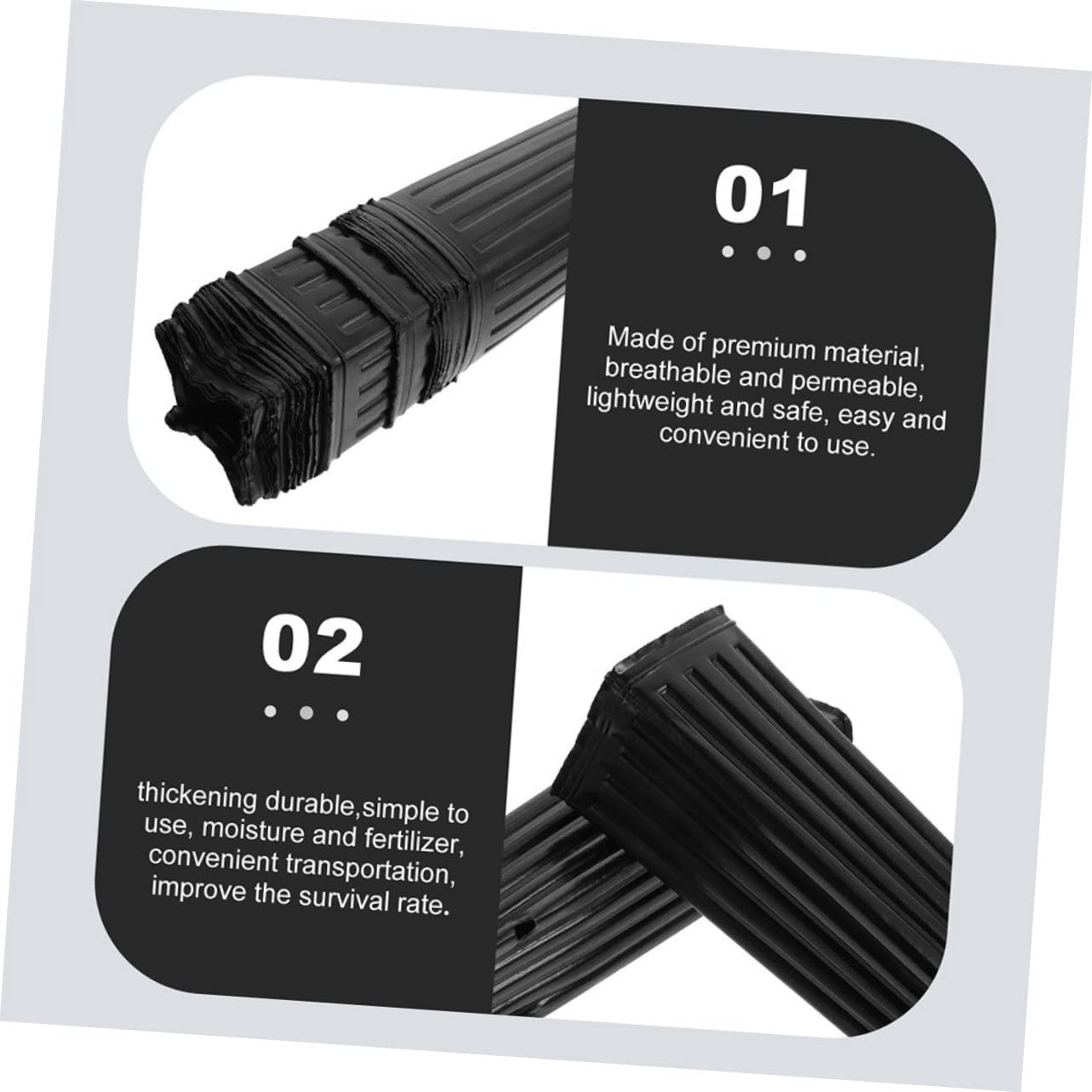 BESPORTBLE Lot de 60 Pots de Démarrage en Polypropylène Épais Noirs 10x30 Cm pour Pépinière D’Agrumes et Jardinage Extérieur, Pots Nutritifs Profonds pour Plantation de Fleurs, Arbres