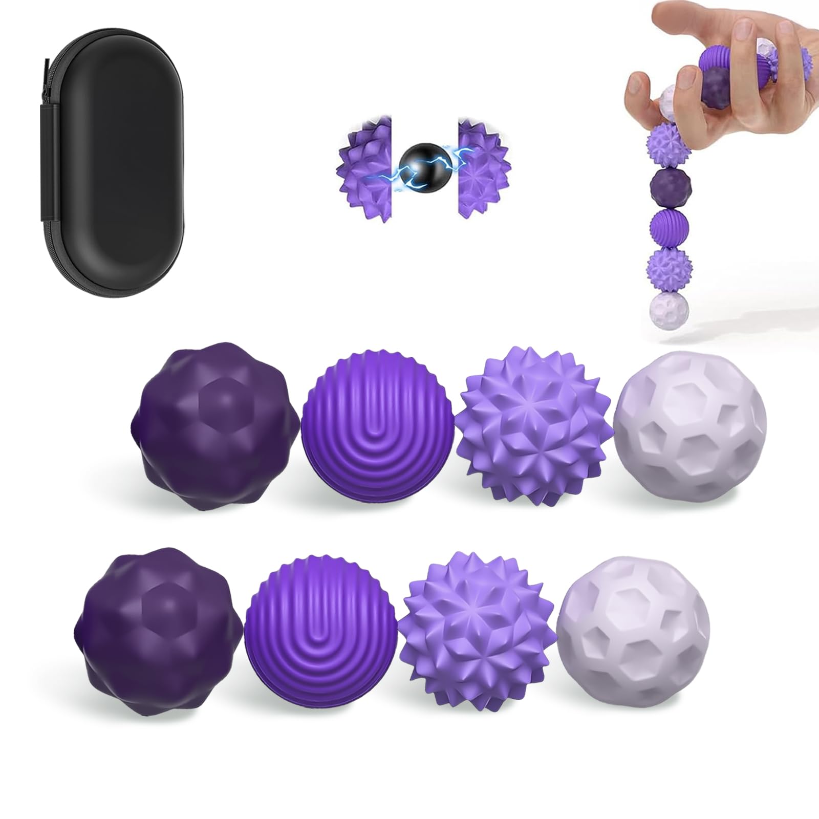 Gicctyble 8 Stück Magnetische Fidget Toys, Anti Stress Spielzeug mit Silikonhülle, Magnetkugeln Stressball Silikon Sensorik Spielzeug, Anti Stress Ball für Kinder und Erwachsene