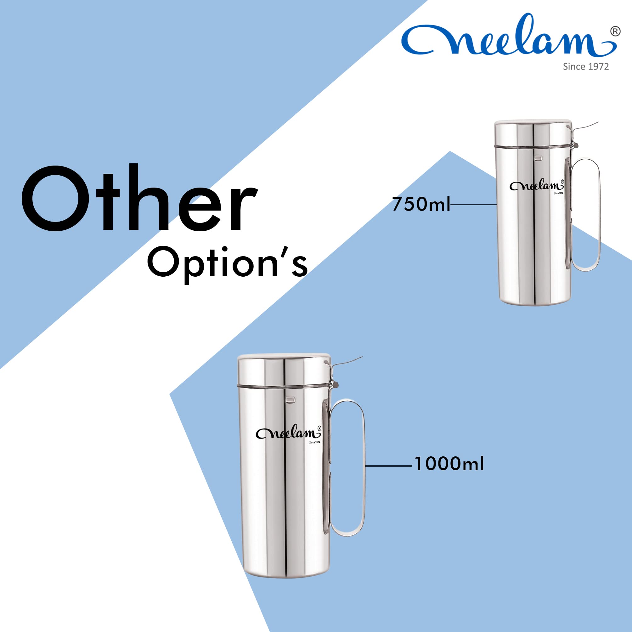 Neelam Stainless Steel Oil Dispenser 1000 ml β Durable & Elegant Liquid Storage Container for Oil, Vinegar, Other Liquids, Leak-Proof Design, Ideal for Cooking, Kitchen Use, Daily Needs. 1