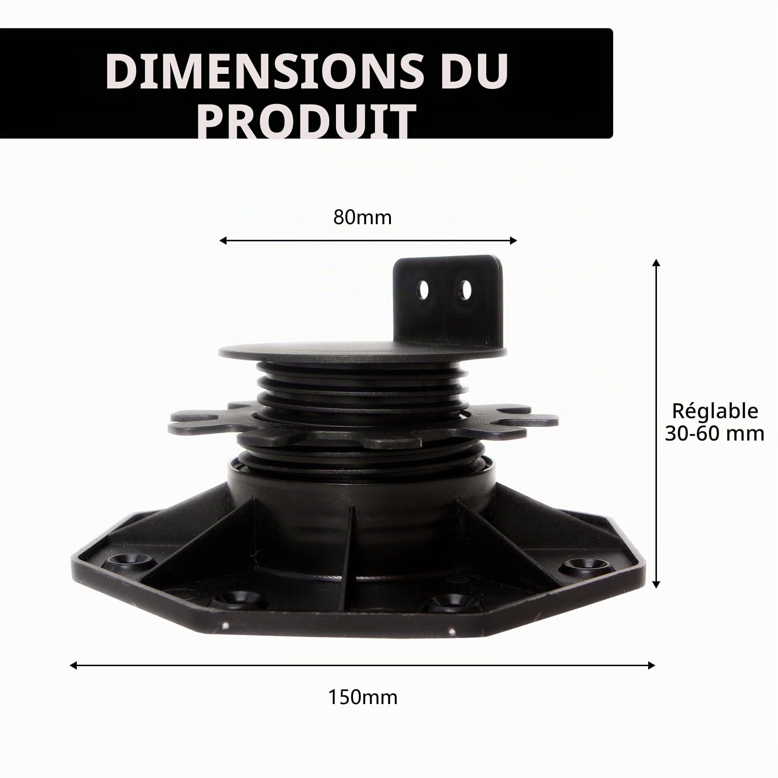Supports de Plots, 20 Pièces Plots Terrasse Réglable Hauteur Réglable de 30 à 60 mm Pieds Réglables avec Capacité de Charge de 800 kg pour Dalle Terrasse Exterieur Plot Terrasse pour Jardin Balcon