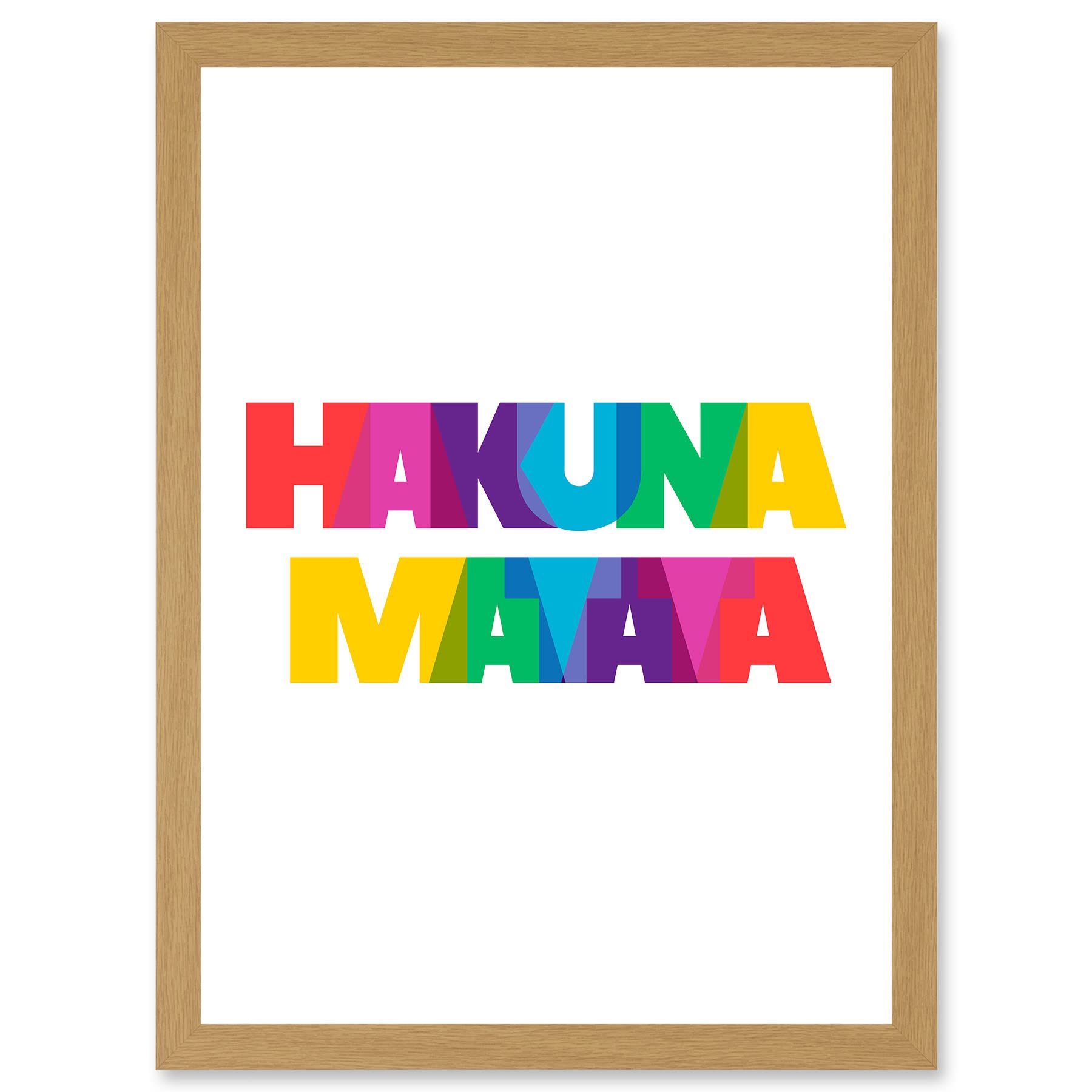 Wee Blue Coo Hakuna Matata Colourful No Worries Artwork Framed Wall Art Print A4
