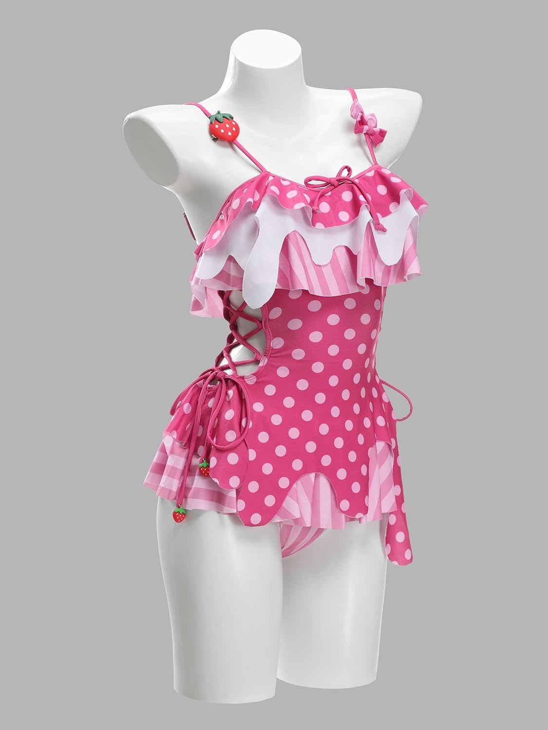 haikyuu Women Strawberry Swimsuit Kawaii One Piece Swimsuit Cute Bathing Suit Lace Up Swimwear Beach Swim Pool