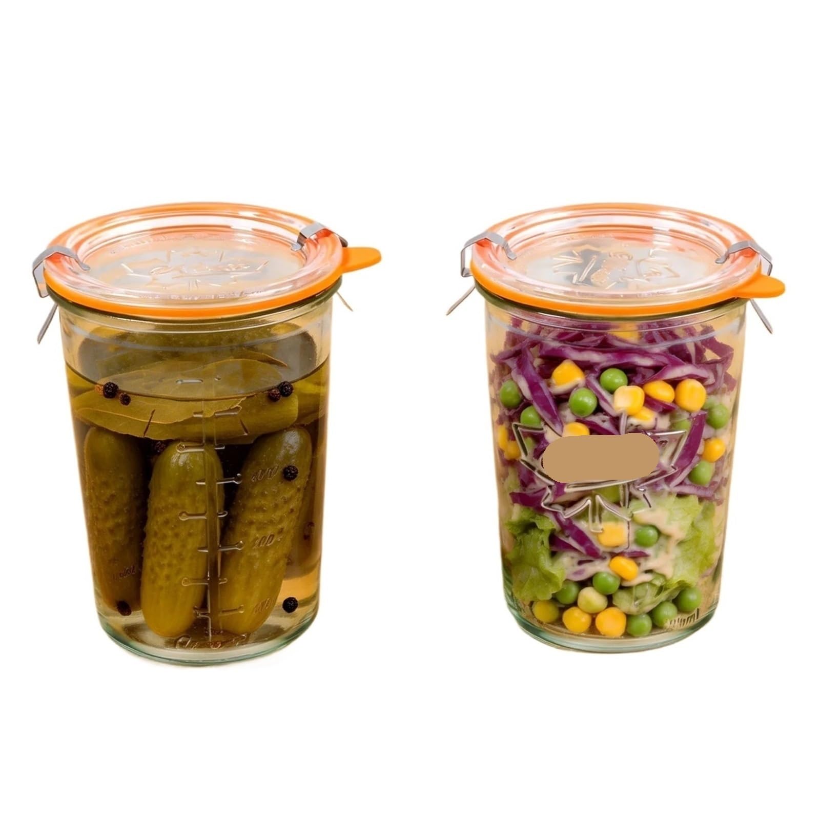 ZNJAMN 2Pcs Glass Jars With Lids Sourdough Starter Jar With Clip Wide Mouth Airtight Container for Pickling